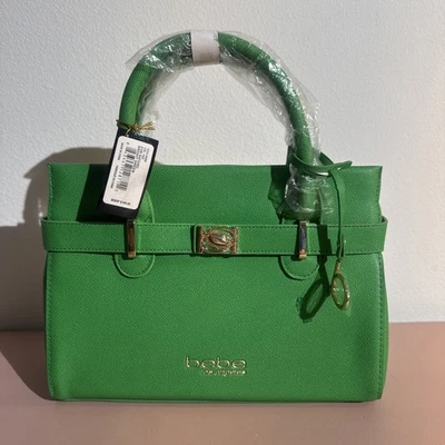BEBE NWT Evie Small Satchel Top Handle Crossbody Hand Bag Bright Green MSRP $109 - Image 1 of 4