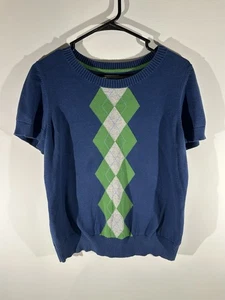 Suéter IZOD Grande Manga Corta Patrón Argyle 100% Algodón Academia Preppy Azul - Imagen 1 de 3