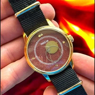 Raketa Copernicus Red Vintage Soviet Automatic Mens Watch 1990s Sun Dial Rare - Bild 1 von 4