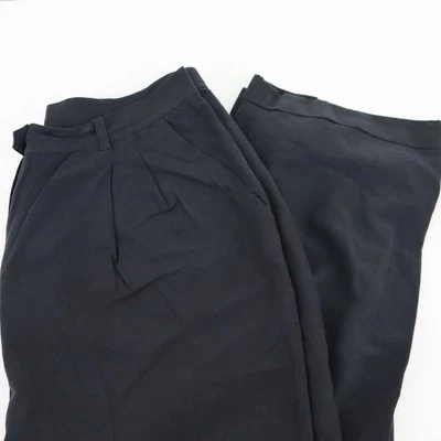 Lauren Ralph Lauren 真丝和亚麻高腰黑色正装裤 16 码 — 第 1/4 张图片