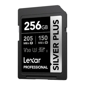 Lexar Silver Plus Professional 256GB SD Memory Card, 205Mbps Read 150Mbps Write - Picture 1 of 4
