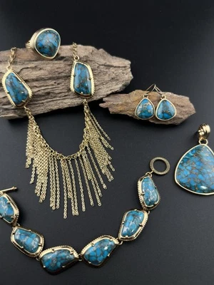BARSE Kingman Turquoise Necklace, Bracelet, Pendant, Earrings & Ring Set - Image 1 of 4