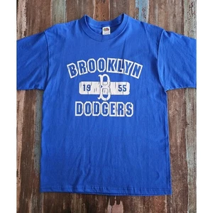 Bonita camiseta de béisbol de manga corta azul grande unisex de los Brooklyn Dodgers 1955 para adultos - Imagen 1 de 24