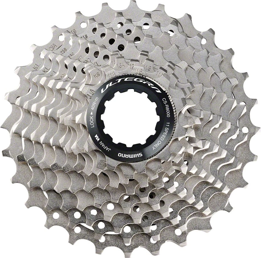 Cassette Shimano Ultegra R8000 11 velocidades 11-28t, plateado, duradero para carretera y E-MTB Foto 1 de 1