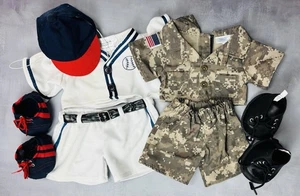 Lote de 7 piezas de ropa Build a Bear para niños conjuntos de béisbol camuflaje zapatos 0032 - Imagen 1 de 3