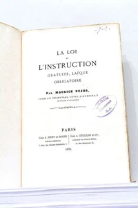 LIVRE ANCIEN PUJOS LOI ET INSTRUCTION GRATUITE 1876 - Picture 1 of 6