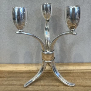 Vintage Mid Century Modern 1950s Roger Bros. Flair Silver Plated Candelabra MCM - Picture 1 of 10