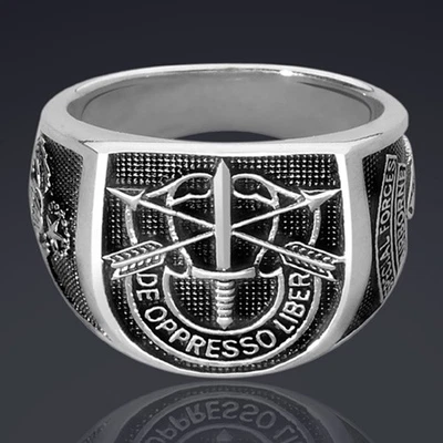 Special Forces Ring Airborne de oppresso Silver 925 Green Beret Collectors Ring - Image 1 of 4