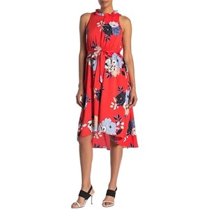 Rachel Rachel Roy Concetta Sleeveless Floral Print Tie Waist Dress Red XS - Picture 1 of 10