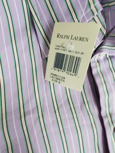 Boys Juniors Vintage Ralph Lauren Lavender and Green Striped Button Up Size 8 - Picture 1 of 10