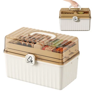 Medicine Organizer Box Transparent Three-Layer Home Medicine Container - Picture 1 of 9