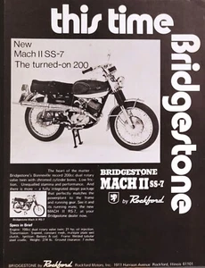 1970 Bridgestone Mach II SS7 200 Original Motorcycle Print Ad - Foto 1 di 1