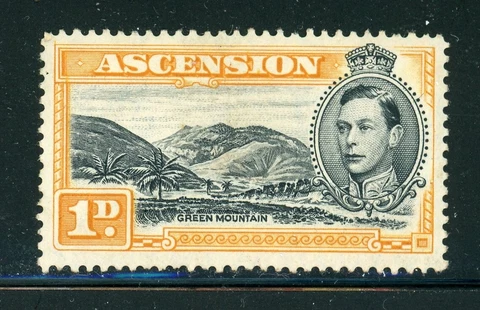 ASCENSION 41Ac SG39a MH 1940 1p org yel KGVI Green Mountain Perf 13&1/2 CV$8 Cover