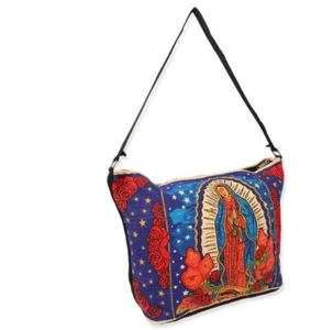 Virgin of Guadalupe Cotton Stencil Handbag Purse Flat Bottom 19" by 13" - Picture 1 of 1