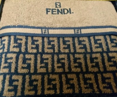 Fendi Cotton 100% Bath Towel 60 x 120cm Black Brown Zucca US Including tariff - Image 1 of 4