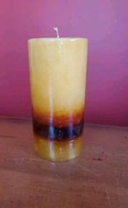 Stone Wax Candle Honeysuckle Culver City USA  6x3" Orange Brown Scented Bathroom - Picture 1 of 6