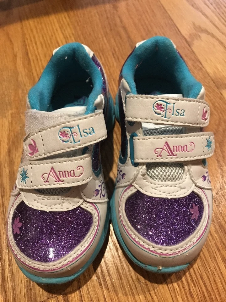 Zapatilla deportiva Disney Frozen Twinkle Light ANNA ELSA para niñas pequeñas zapatos talla 7 # Foto 1 de 4