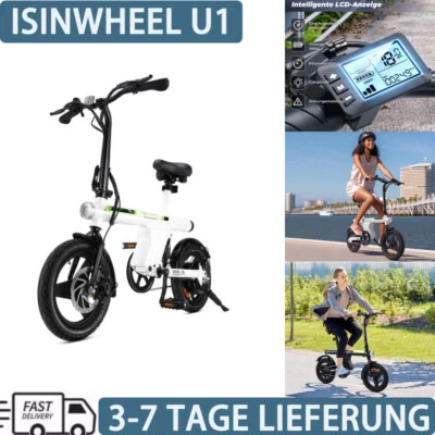 iSinwheel Elektrofahrrad  14" 350W E bike Klappbar 36V 7.8AH Moped E-City Bike - Bild 1 von 4