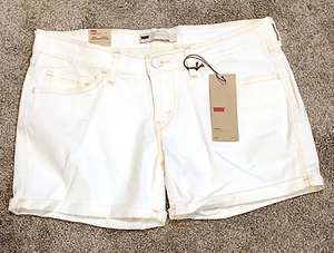 PANTALONES CORTOS DE MEZCLILLA LEVI BLANCO CON ACABADO NARANJA TALLA 11/30 - Imagen 1 de 9