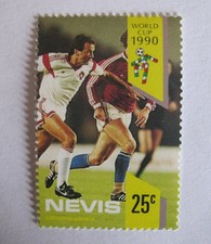 NEVIS, WORLD CUP 1990 - CZECHOSLOVAKIA - 25c - FRANCOBOLLO NUOVO