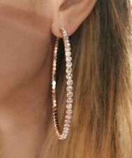 Round Adstar Diamond Huge Hoop Earrings 925 Sterling Silver Party Wear Jewelry