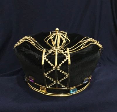 Kings Crown Crystal Rhinestones &Color Rhinestones With Black Velvet .5" Tall - Image 1 of 4