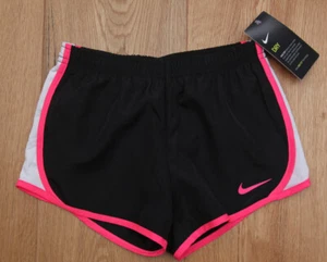 Nike Girl Running Shorts ~ Black, Neon Pink & White ~ DRI-FIT ~ Size 4 - Picture 1 of 2
