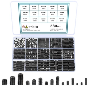 Set Di 580 Viti a Grano M3 M4 M5 M6 M8, Assortimento Di Viti a Grano, Kit Di Vit - Foto 1 di 7