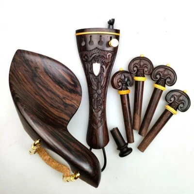 Accesorios para violín de palo de rosa 4/4 tallado clavija de violín cordal mentón accesorios Foto 1 de 4