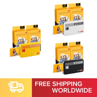Kodak Mini 2 Retro 4PASS Portable Photo Printer (5,3x8,6cm) + 68 Sheets Bundle - Image 1 of 4