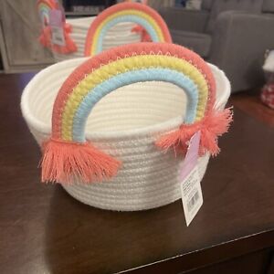 New Woven Storage Easter Basket With Rainbow Handles
