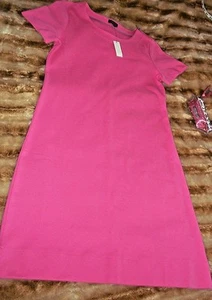 TALBOTS Pink Size Small Boat Neck Summer Short Sleeve Shirt Dress Knee Length - Picture 1 of 8