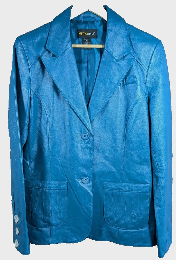 Vintage MetroStyle Womens Leather Blazer Jacket 10 T Mod Rock Punk 80s Western - Image 1 of 4