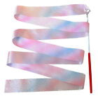 2M/4M Ballet Dance Ribbon Gradient Colour Twirling Rod Rainbow Stick Kids Toys