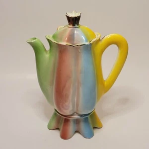 Opalisierende Regenbogen Pastell Glanzware Teekanne mit Deckel Made in Japan - Bild 1 von 12