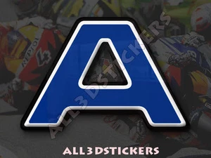 3D Stickers Resin Domed LETTER A - Color Blue - 75 mm(3 inches) Adhesive Decal - Picture 1 of 1