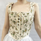 New Sweet French Style Yellow Rose Print Lace Up Corset Top Crop Corset Bustier