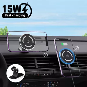 360° Rotation MagSafe Car Mount Dash Vent Magnetic Phone Holder Wireless Charger - Picture 1 of 15
