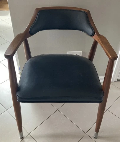 3 Vintage MCM Arm Chairs. Solid Walnut. Orig condition. Jasper Furniture Co Cover