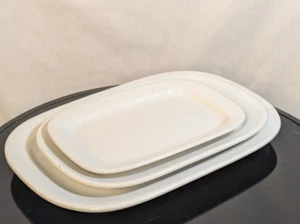 Crate & Barrel Porcelain Rectangular Plates, Oven/Microwave Safe, White SET of 3 - Picture 1 of 14