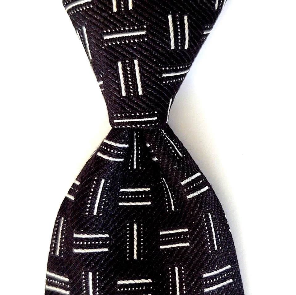 CITY OF LONDON 100% Silk Men's Necktie Geometric Black/Silver EUC Foto 1 de 3