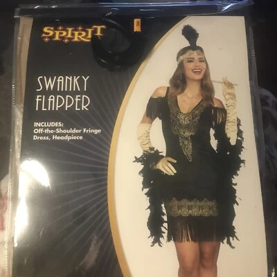 Vestido Swanky Flapper Tocado Disfraz Talla Adulto Pequeño 2-6 Nuevo Foto 1 de 4