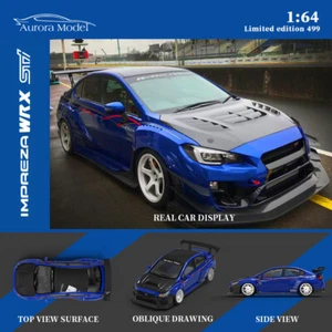 Aurora 1:64 Model Car Subaru WRX STI Alloy Die-Cast Sport Vehicle -Carbon Blue - Picture 1 of 12
