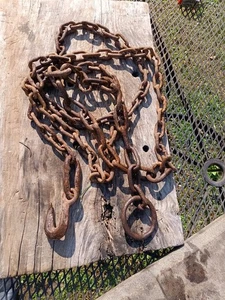 Vintage 11 Ft Logging Towing Chain With Hook - Picture 1 of 6