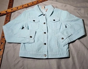 Nwt Vtg Roxy Jacket Youth Girls Large Blue Y2k Corduroy Trucker Embroider Floral - Picture 1 of 17