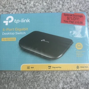 TP-LINK 5-Port Gigabit Desktop Switch TL-SG1005D NEW & FACTORY SEALED - Afbeelding 1 van 3