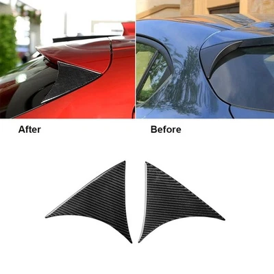 2xPara Mazda 3 Axela Hatchback 2014-18 fibra de carbono janela traseira spoiler asa acabamento - Imagem 1 de 4