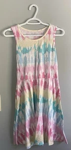 The Children's Place Girls Tank Sundress 16 / XXL Pale Pink Blue Pastel Tie Dye - Picture 1 of 4