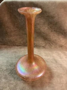 Circa 1900s Kralik/ Loetz art class Austria iridescent pink gold Tall Vase - Picture 1 of 6