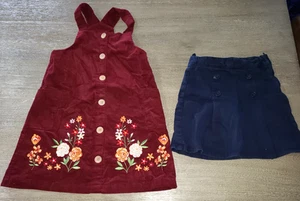 girls size 6 BLUE SCHOOL UNIFORM SKORT BURGUNDY CORDUROY JUMPER BLUEBERI PLACE 2 - Picture 1 of 3